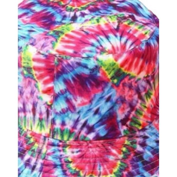 Graffiti Tie Dye Reversible Multicolor Bucket Hat One Size - Picture 4 of 5